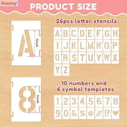 1 Inch 42 Pcs Reusable Letter Number Symbol Stencils (42 Count)