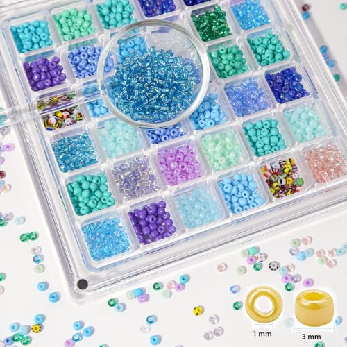 11200pcs Glass Seed Beads for DIY Crafting Bracelet Necklace Embroidery Jewelry Making Supplies (11200 Count)