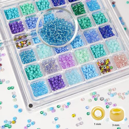 11200pcs Glass Seed Beads for DIY Crafting Bracelet Necklace Embroidery Jewelry Making Supplies (11200 Count)