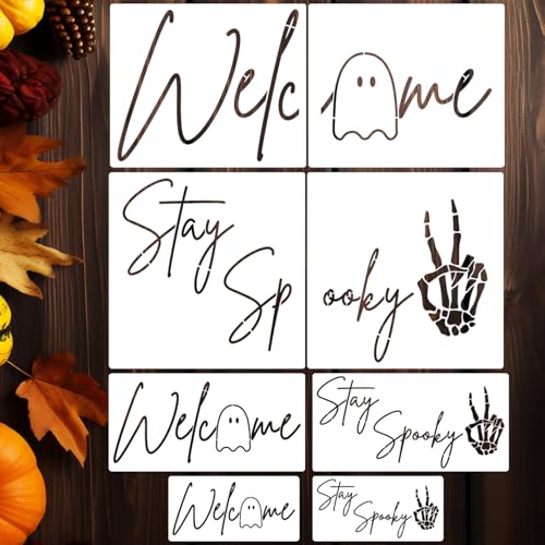 Halloween Stencils for Crafts Reusable Welcome Stay Spooky Stencil