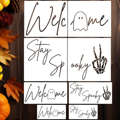 Halloween Stencils for Crafts Reusable Welcome Stay Spooky Stencil