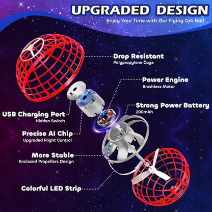 Flying Orb Ball 2026 Toys Soaring Hover Boomerang Spinner Hand Controlled Mini Drone Cosmic Globe Spinning Kids Outdoor Fly Toy Birthday Gift Cool Stuff for Boys Girls 6 7 8 9 10+ Year Old