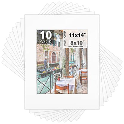 Mat Board Center 10 Pack 11x14 Photo Mats for 8x10 Picture