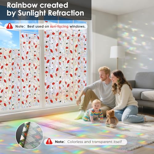 Rainbow 3D Window Stained Glass Privacy Film Decorative