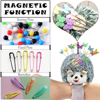 Cute Hedgehog Wrist Pin Cushion for Sewing with Magnetic