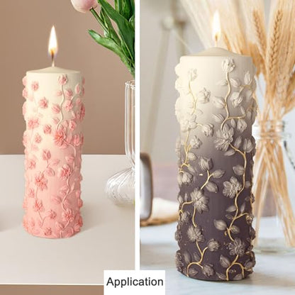 Floral Vine Pillar Thick Silicone Candle Molds