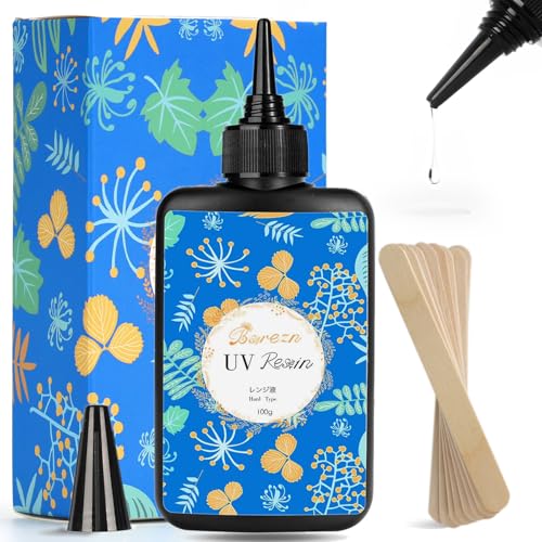 100g UV Resin Hard with 8 Wooden Sticks Premixed Resina UV for Jewelry Making (3.52 Ounce)