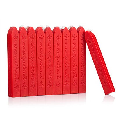 Sealing Wax Stick with Wick Flower De Luce of France Retro 10 Pieces Pack (10 Count)