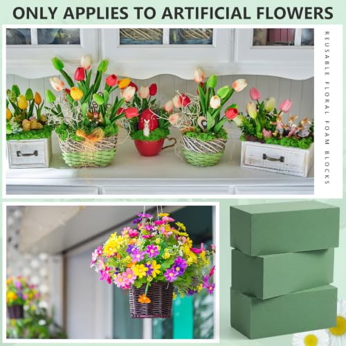 8 Pcs Green Reusable Floral Foam Blocks Water Weather Resistant Dry Floral Foam for Artificial Flower Arrangements Outdoor Hanging Florist Plant Bases for DIY Wedding