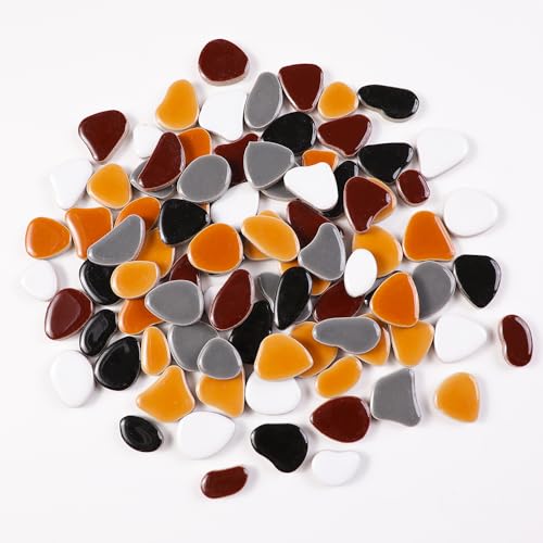 454g (1 LB) Mosaic Ceramic Tiles for Crafts Bulk Mini Pebbles Mosaic Making Supplies, Small Mosaic Tile Broken Tiles for Crafts Kit Adult Mosaics Craft Kits Coffee Mix (OP104) (220 Count)