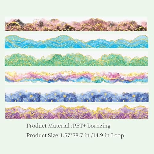 6 Rolls PET Tape Set for Journaling Supplies