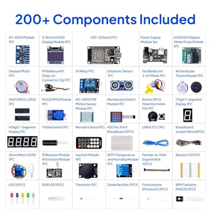 ESP 32 Super Starter Kit with Tutorial Compatible with Arduino IDE (35 Count)