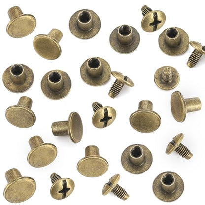150 Sets 8MM Chicago Screws Leather Rivets for Fabric Chicago Binding Screws Buttons Metal Studs Rivets for Decorate and Repair Belts Bags Shoes Purse Dog Collar Leather Craft
