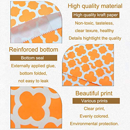 100 Pcs Orange Candy Buffet Bags Small Cookie Bags Polka Dot Paper Treat Bag for Wedding Birthday Party