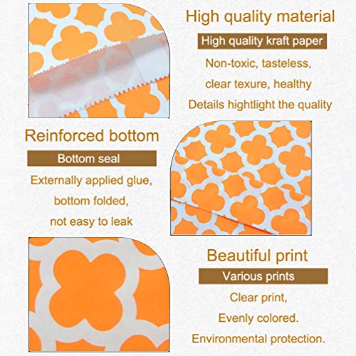 200 Pcs Orange Candy Buffet Bags Small Cookie Bags Polka Dot Paper Treat Bag for Wedding Birthday Party