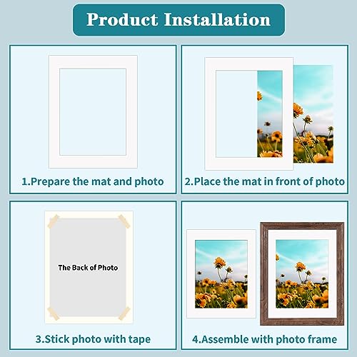 12 Packs White and Black Colors 11x14 Picture Frame Mats for 8.5x11 Photos