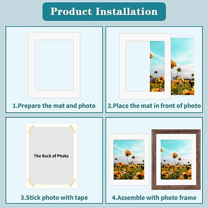 12 Packs White and Black Colors 11x14 Picture Frame Mats for 8.5x11 Photos