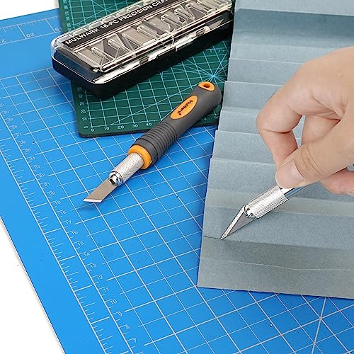 136 Piece Precision Hobby Knife Set with Blade Storage Magnetic Handle (16 Count)