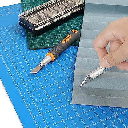 136 Piece Precision Hobby Knife Set with Blade Storage Magnetic Handle (16 Count)