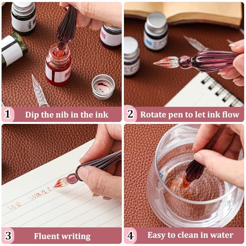 14 Pcs Glass Dip Pen Ink Set for Art Supplies (6 Count)