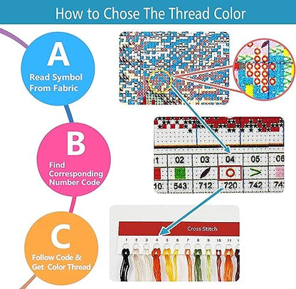4 Packs Stamped Cross Stitch Kits for Adults (4 Count)