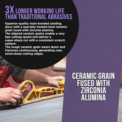Premium 150 Grit PSA Purple Film Ceramic Longboard Sandpaper (60 Foot)