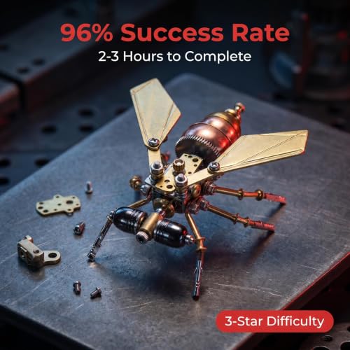 3D Metal Model Kits Puzzle for Adults Steampunk 160+ Parts Assembly DIY Electric Mechanical Insect Fly Christmas & Birthday Gift for Father Men Teens