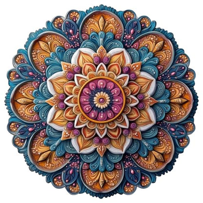 Wooden Puzzles for Adult Colorful Mandala 200 Pieces 11.4x11.4 in (200 Count)