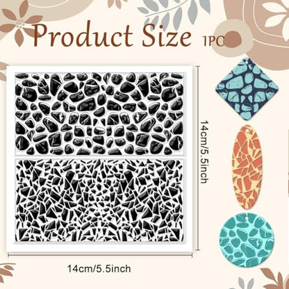 Tile Pattern Polymer Clay Texture Sheets Pebble Texture Silicone Clay Texture Stamp Clay Modeling Pattern Pad Texture Sheets for Earrings Jewelry Making