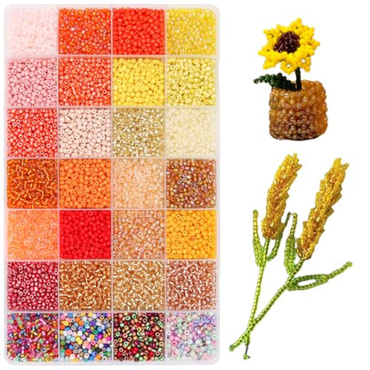 11200pcs Glass Seed Beads for DIY Crafting Bracelet Necklace Embroidery Jewelry Making Supplies (11200 Count)