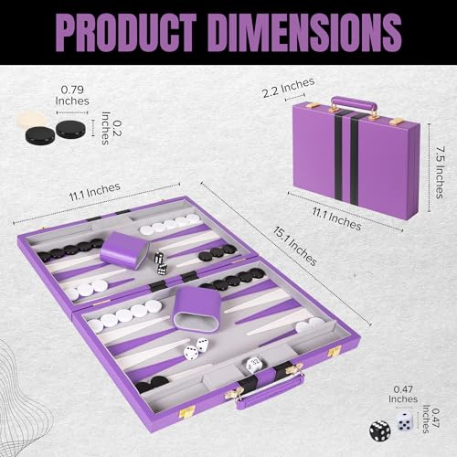 Premium Backgammon 11" Small Purple