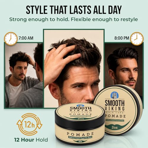 Smooth Viking Medium Hold & High Shine Pomade (2 Ounce)