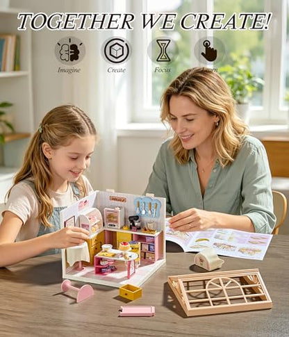 Bakery Shop DIY Miniature House Kit with Roof & LED Light