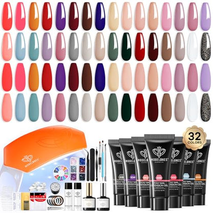133pcs Poly Nail Gel Kit 32 Colors with 8W Nail Lamp