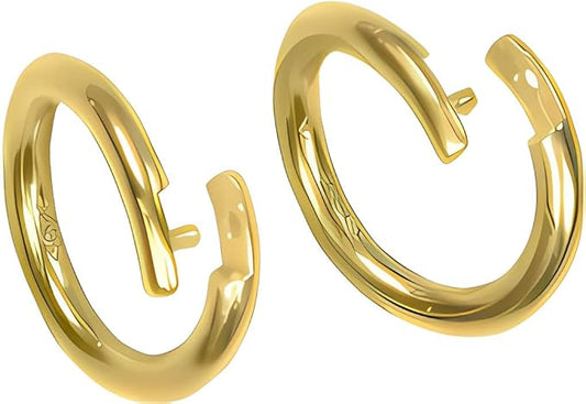 uGems 14K GP 1-Micron Over Sterling Silver 12mm Outer Diameter 8mm Inner Diameter Round Crimp Jump Locking Jump Rings Secure Design Professional Grade Findings for Jewelry Making Qty. 2 SKU gp246-12mm