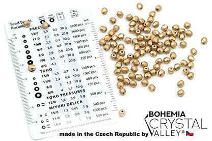 1.8 oz (50g, Approx. 600pcs) Faceted Fire Polished Pressed Czech Glass Beads 4mm (0.16in), Aztec Pale Gold - 01710 (600 Count)