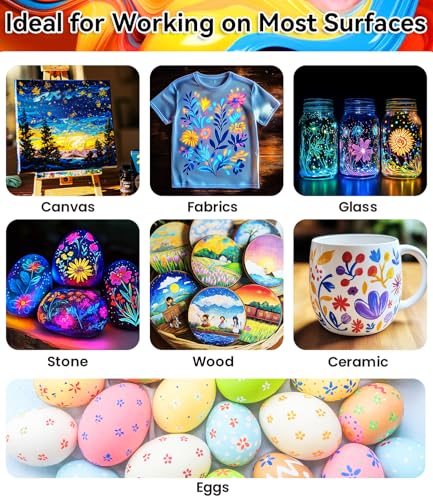 52 PCS Classic & Pastel & Glow in the Dark Acrylic Paint Set