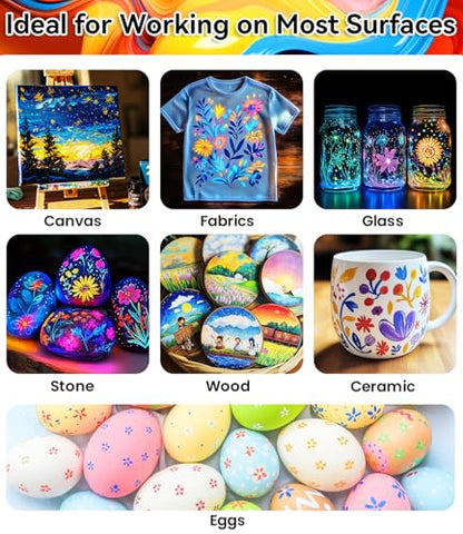52 PCS Classic & Pastel & Glow in the Dark Acrylic Paint Set