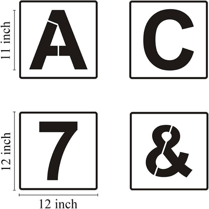 Alphabet Letter and Number Stencils 12 Inch - 40 Pack Large Letters and Numbers Stencil Templates with Signs for Painting on Wood, Reusable Number Letter Stencils for Chalkboard Signs & Wood Wall Art