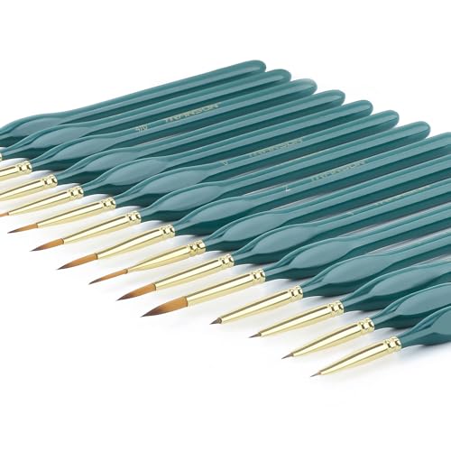 Extra Fine Tip Detail Brushes 15Pcs for Model Miniature Painting and Acrylic Watercolor Painting (15 Count)