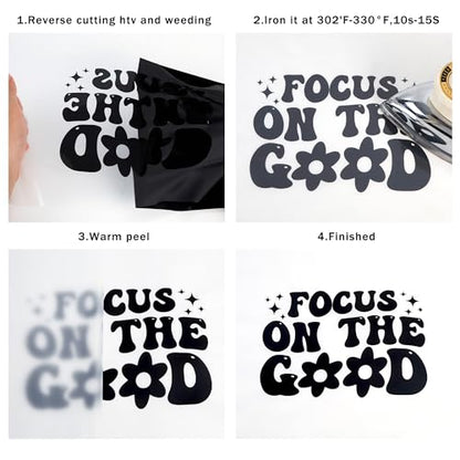 RENLITONG Glossy Black HTV Heat Transfer Vinyl Rolls