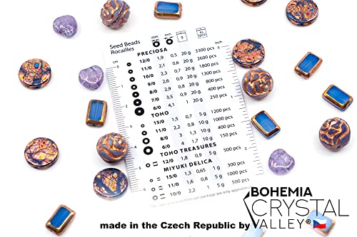 2.1oz (60g) of Glass Focal Bead Mix with Roses, Table-Cut and Cracked Czech Beads, PG Blue Copper Violet (2.1164 Ounce)