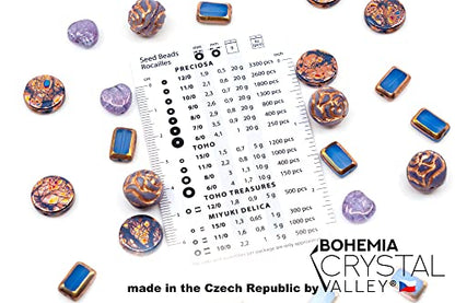 2.1oz (60g) of Glass Focal Bead Mix with Roses, Table-Cut and Cracked Czech Beads, PG Blue Copper Violet (2.1164 Ounce)