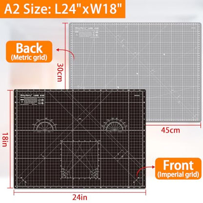 Self Healing Cutting Mat A2 18"x 24" Double Sided Black Mat