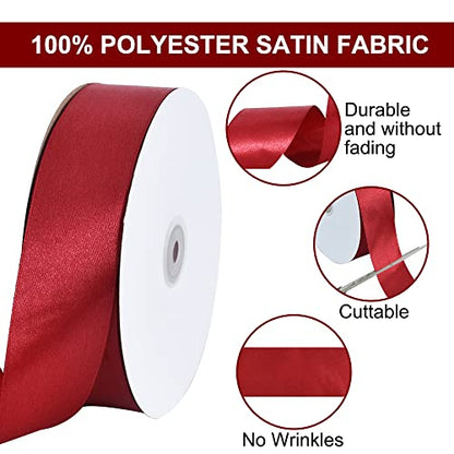 100 Yard Burgundy Satin Ribbon 1 (300 Foot)