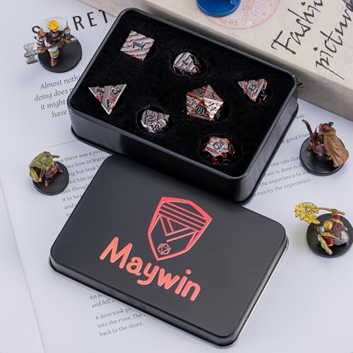 Decorative Inlay Metal Dice Set 7pcs (7 Count)