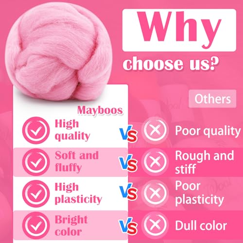 1.76oz Pink Natural Wool Roving