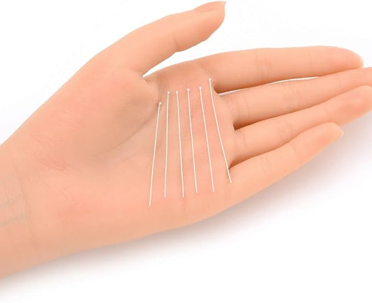 20pcs Adabele Authentic Sterling Silver Ball Headpin Head Pins 50mm (2 inch) Hypoallergenic for DIY Craft Jewelry Making (Wire 0.5mm/24 Gauge) SS6-50