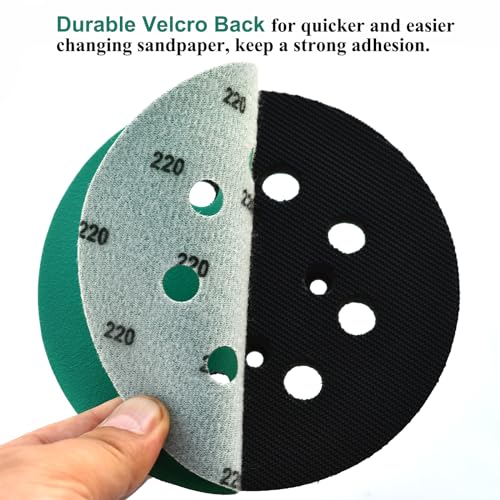 5-Inch 8-Hole Wet Dry Sanding Discs 80-320 Assorted Grits, 50-Pack (50 Count)
