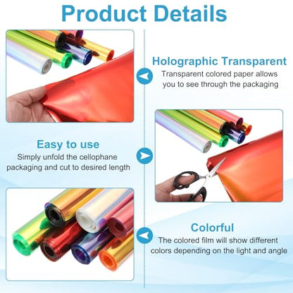 Holographic Clear PVC Vinyl Film Holographic PVC Fabric Waterproof Dichroic Film 12 x 48 Inch for Handbags Bows Earrings DIY Craft